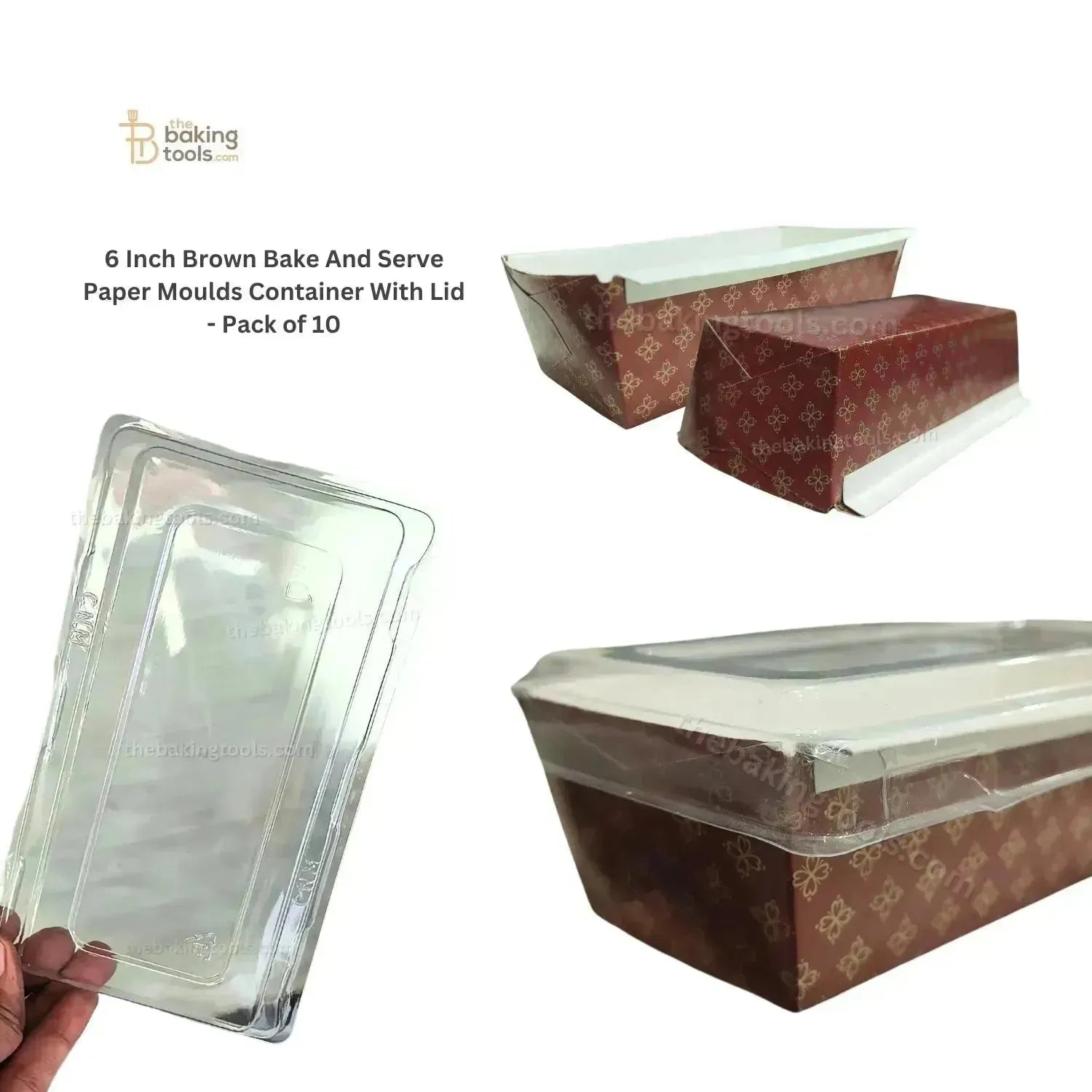 6 Inch Brown Bake And Serve Paper Moulds Plump Loaf Direct Baking Container - Pack of 10 - thebakingtools.com